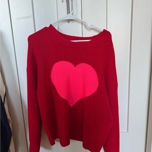 a new day Red Sweater with Heart Design